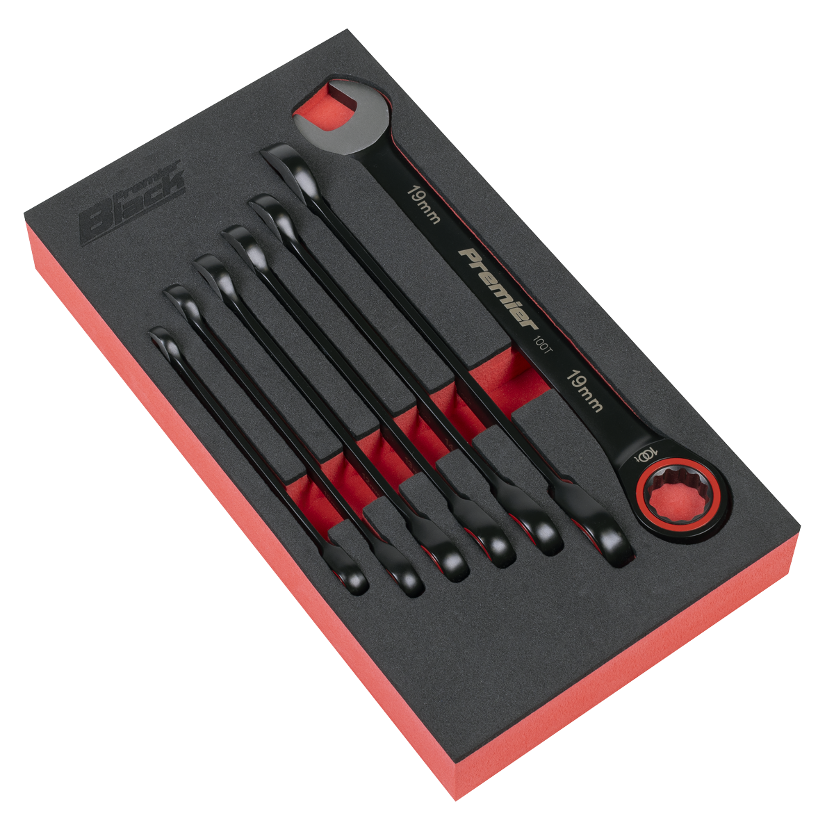 Sealey Premier Black Combination Ratchet Spanner Set 7pc AK63941B