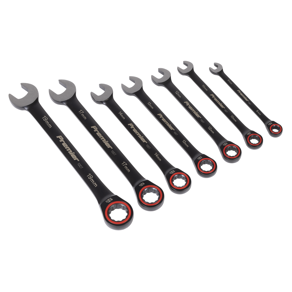 Sealey Premier Black Combination Ratchet Spanner Set 7pc AK63941B