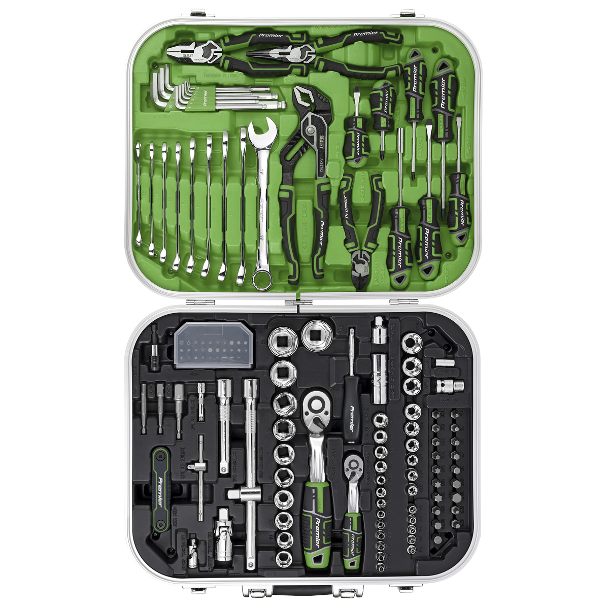 Sealey Premier Mechanic's Tool Kit 144pc - Hi-Vis Green AK7980HV