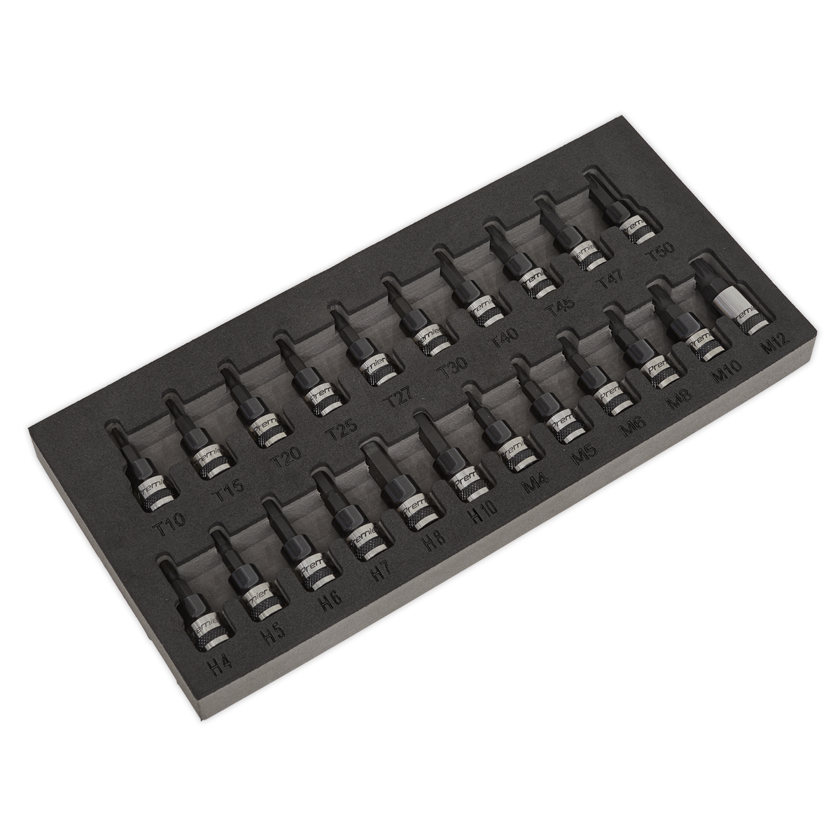 Sealey Premier Black TRX-Star*/Hex/Spline Socket Bit Set 3/8"Sq Drive 22pc AK7985