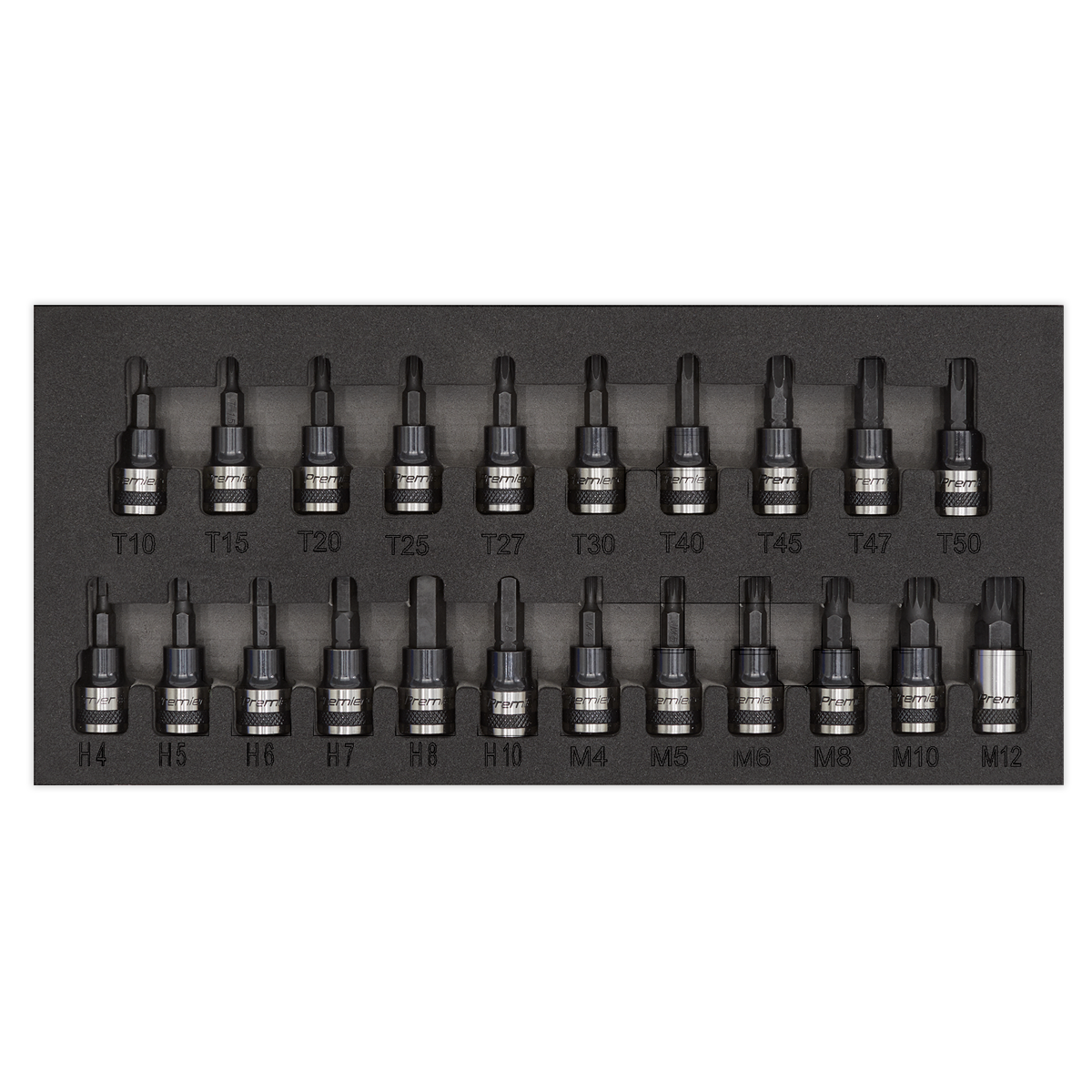 Sealey Premier Black TRX-Star*/Hex/Spline Socket Bit Set 3/8"Sq Drive 22pc AK7985