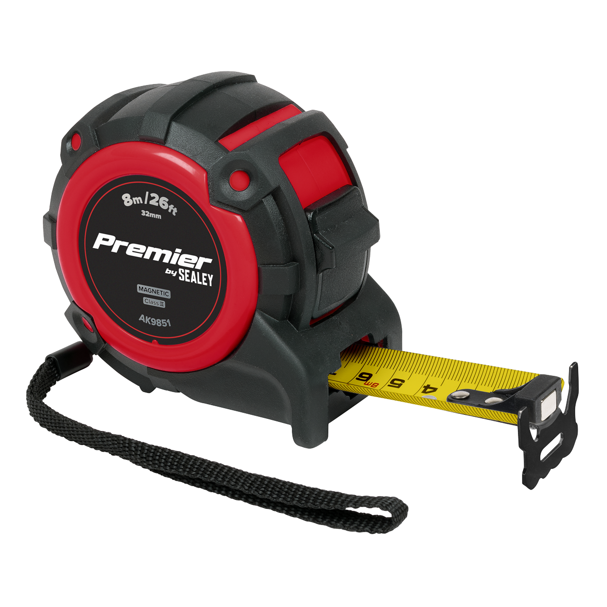Sealey Premier Metric/Imperial Tape Measure Extra-Wide Blade 8m(26ft) x 32mm AK9851