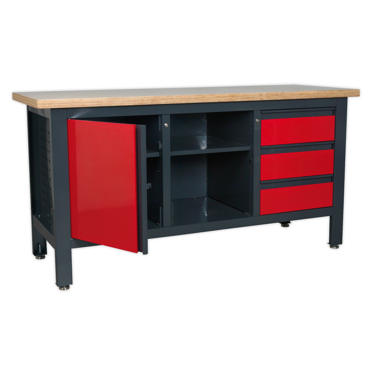 Sealey Workbench with 3 Drawers, 1 Cupboard & Open Storage AP1905B