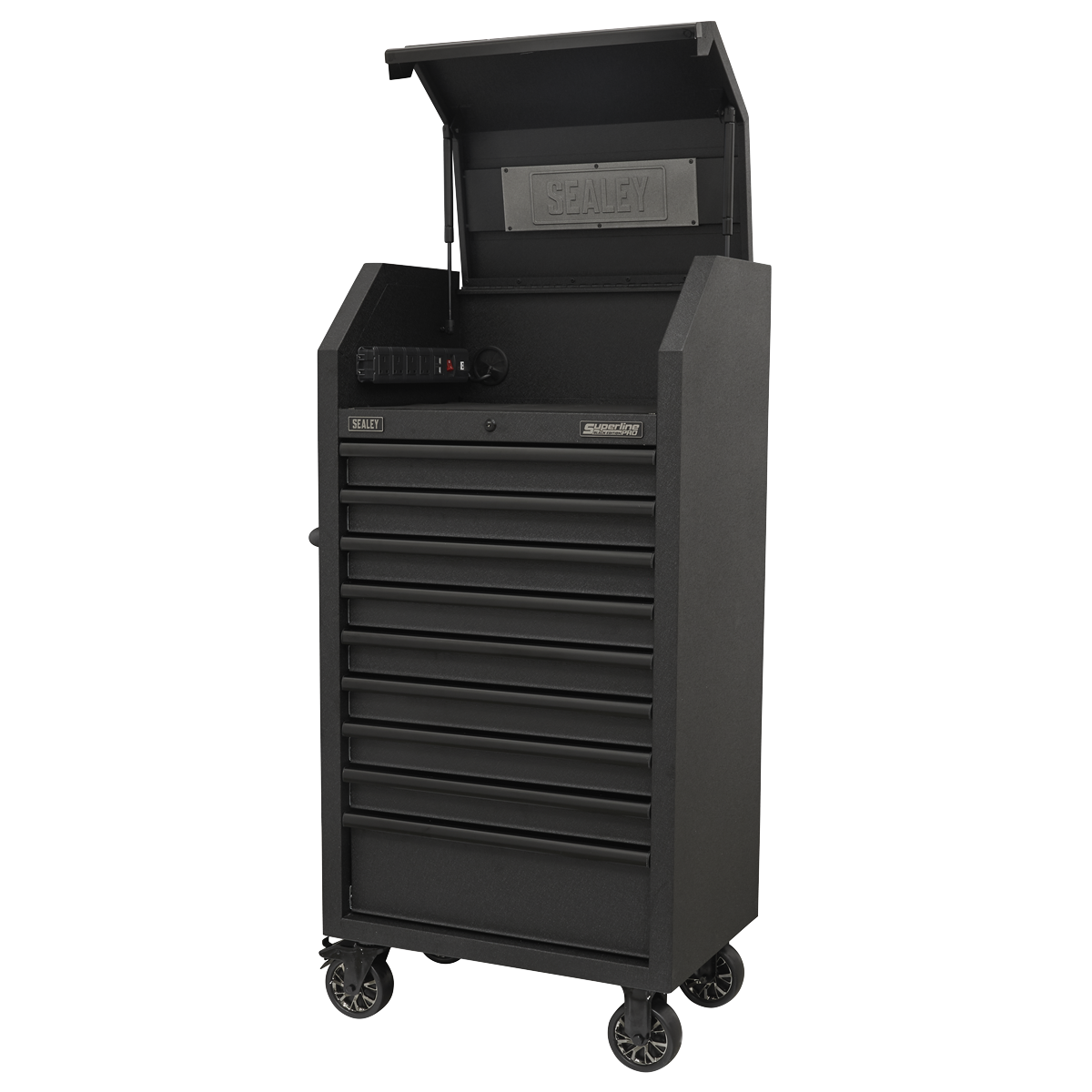 Sealey Superline PRO® Black Edition Tower Cabinet with 9 Soft Close Drawers & Power Bar 690mm AP2709BE