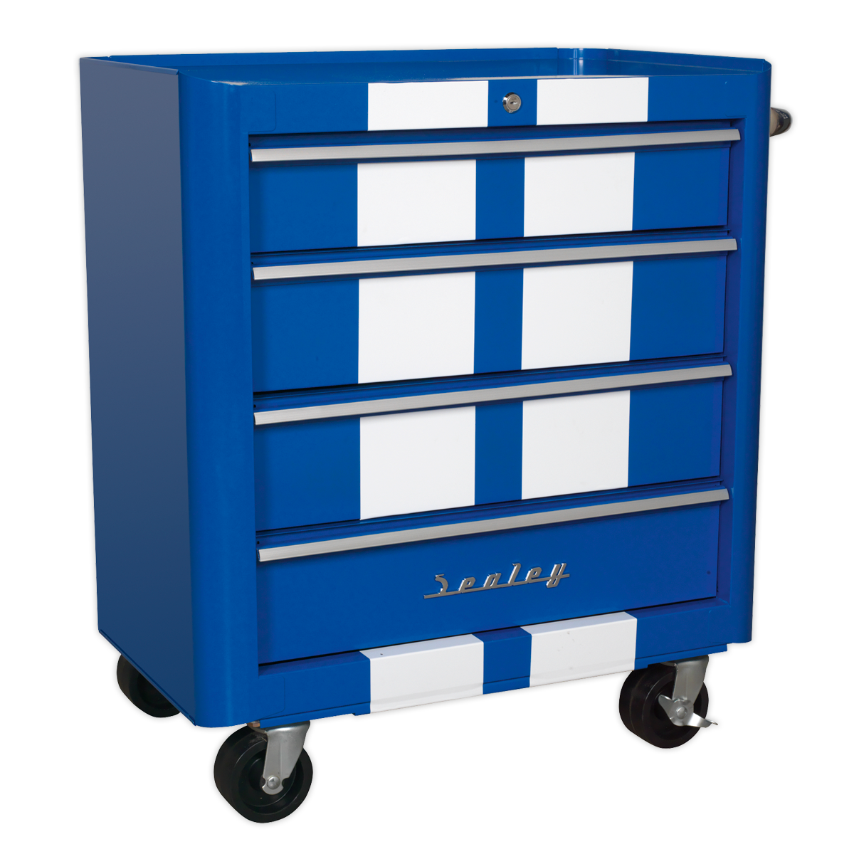 Sealey Premier™ Retro Style Rollcab 4 Drawer - Blue with White Stripes AP28204BWS