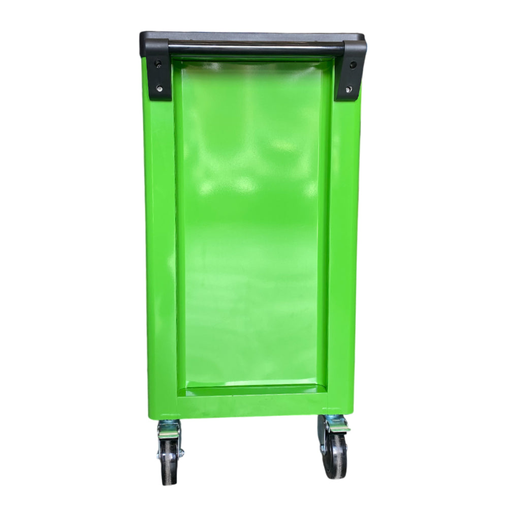 BRUNEL Tools 7 Drawer Caster Mounted Roller Tool Chest Cabinet with 6 Fully Stocked Drawers - 249 Pieces - Hi-Vis Green