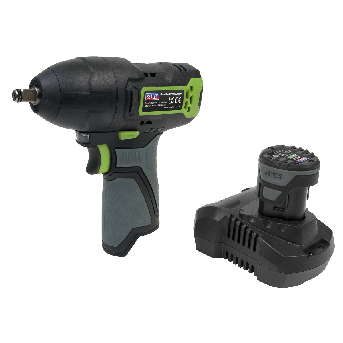 Sealey SV10.8 Series 3/8"Sq Drive Cordless Impact Wrench Kit 10.8V 2Ah CP108VCIW
