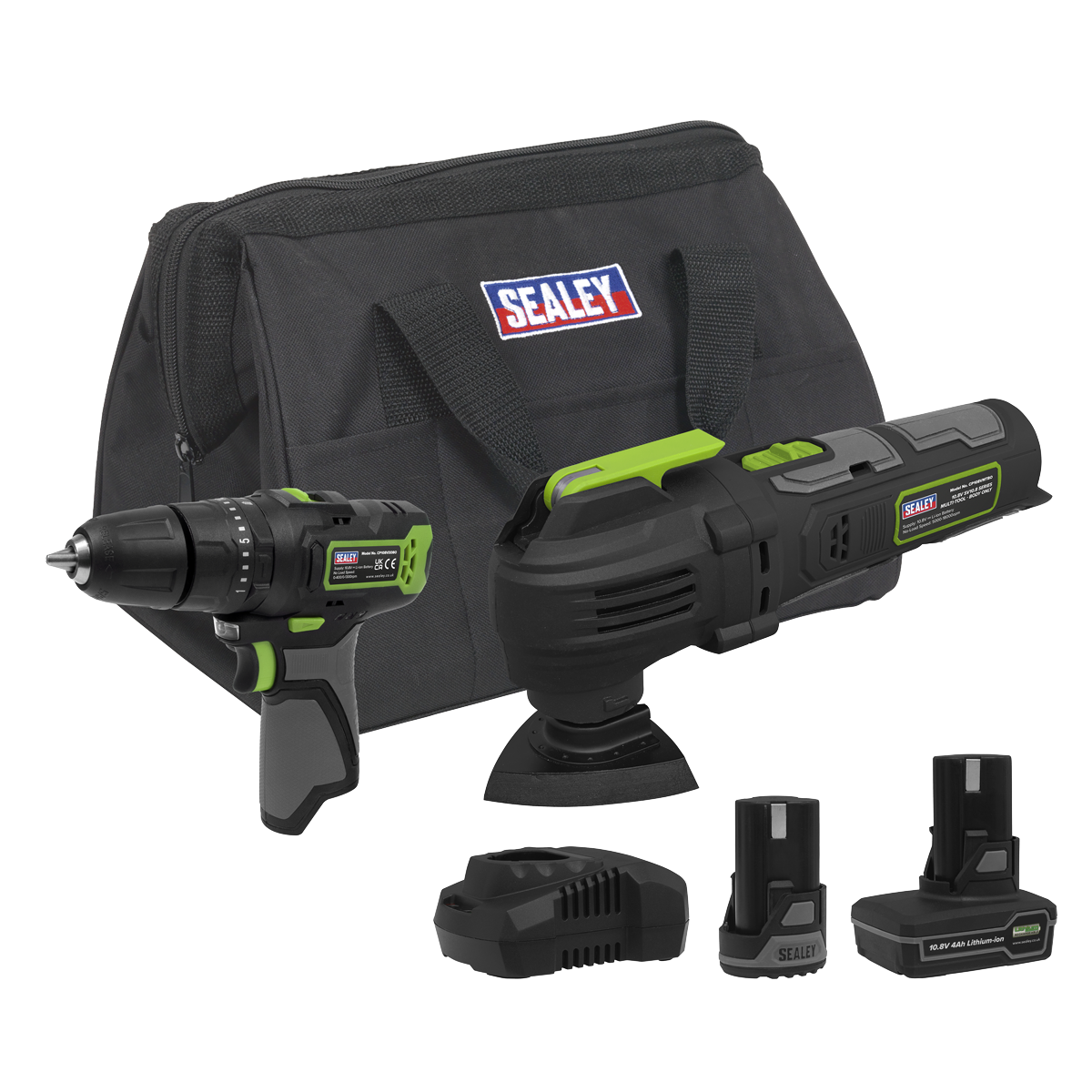 Sealey 2 x SV10.8 Series Cordless Power Tool Kit 10.8V - 2 Batteries CP108VCOMBO5
