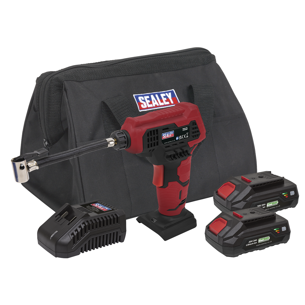 Sealey SV20 Series Cordless Tyre Inflator Kit 20V 2Ah - 2 Batteries CP20VAPKIT