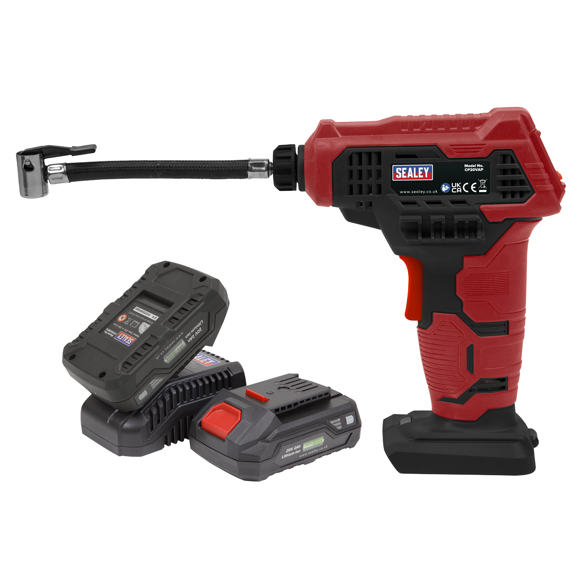 Sealey SV20 Series Cordless Tyre Inflator Kit 20V 2Ah - 2 Batteries CP20VAPKIT