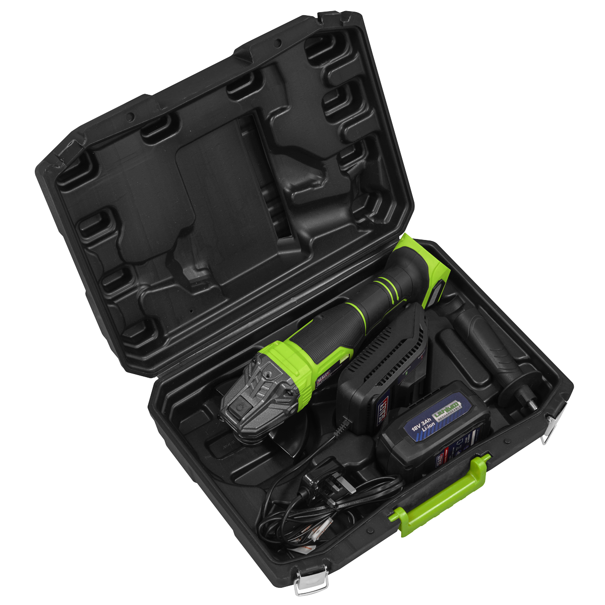 Sealey 115mm Cordless Angle Grinder 18V 3Ah - Green CP401LIHV