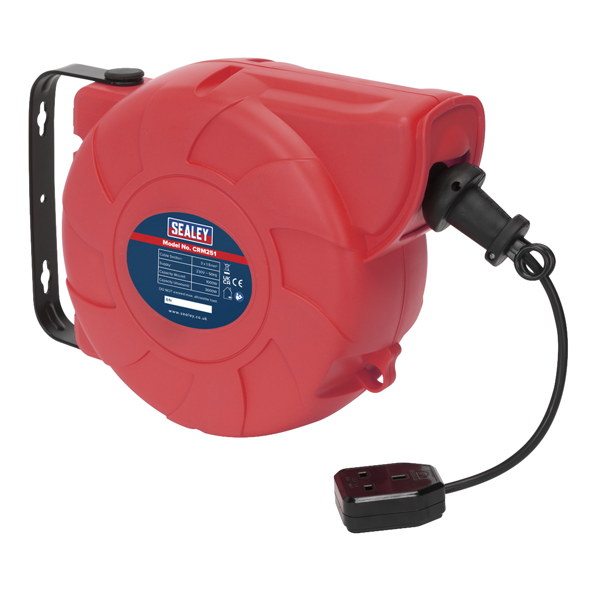 Sealey 25m Retractable Cable Reel System 1 x 230V CRM251