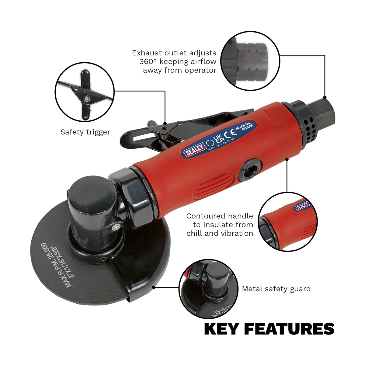 Sealey Generation Straight Air Cut-Off Tool 75mm GSA26
