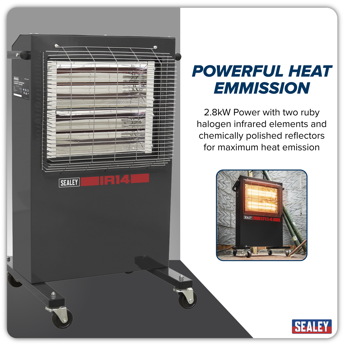 Sealey Infrared Cabinet Heater 1.4/2.8kW 230V IR14