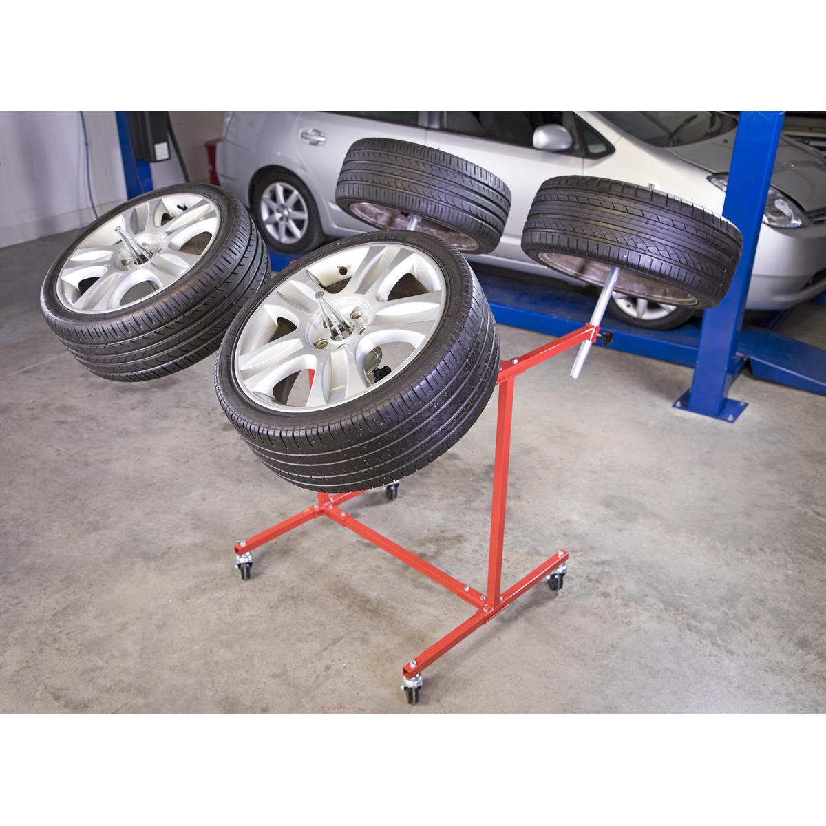 Sealey Heavy-Duty Alloy Wheel Painting/Repair Stand 4 Wheel Capacity MK71