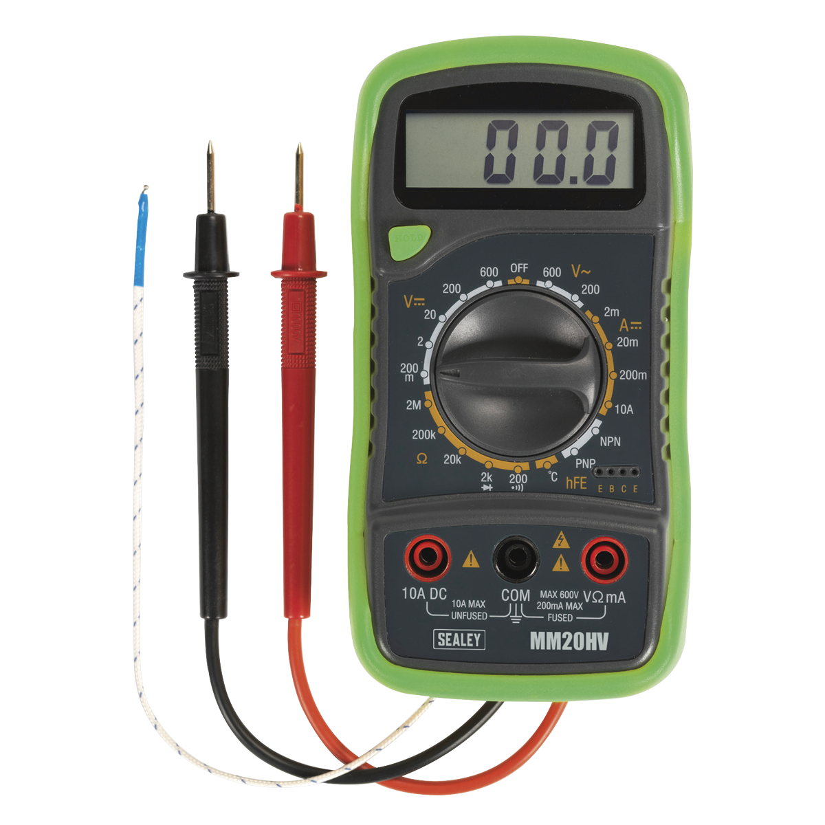 Sealey 8-Function Digital Multimeter with Thermocouple - Hi-Vis Green MM20HV