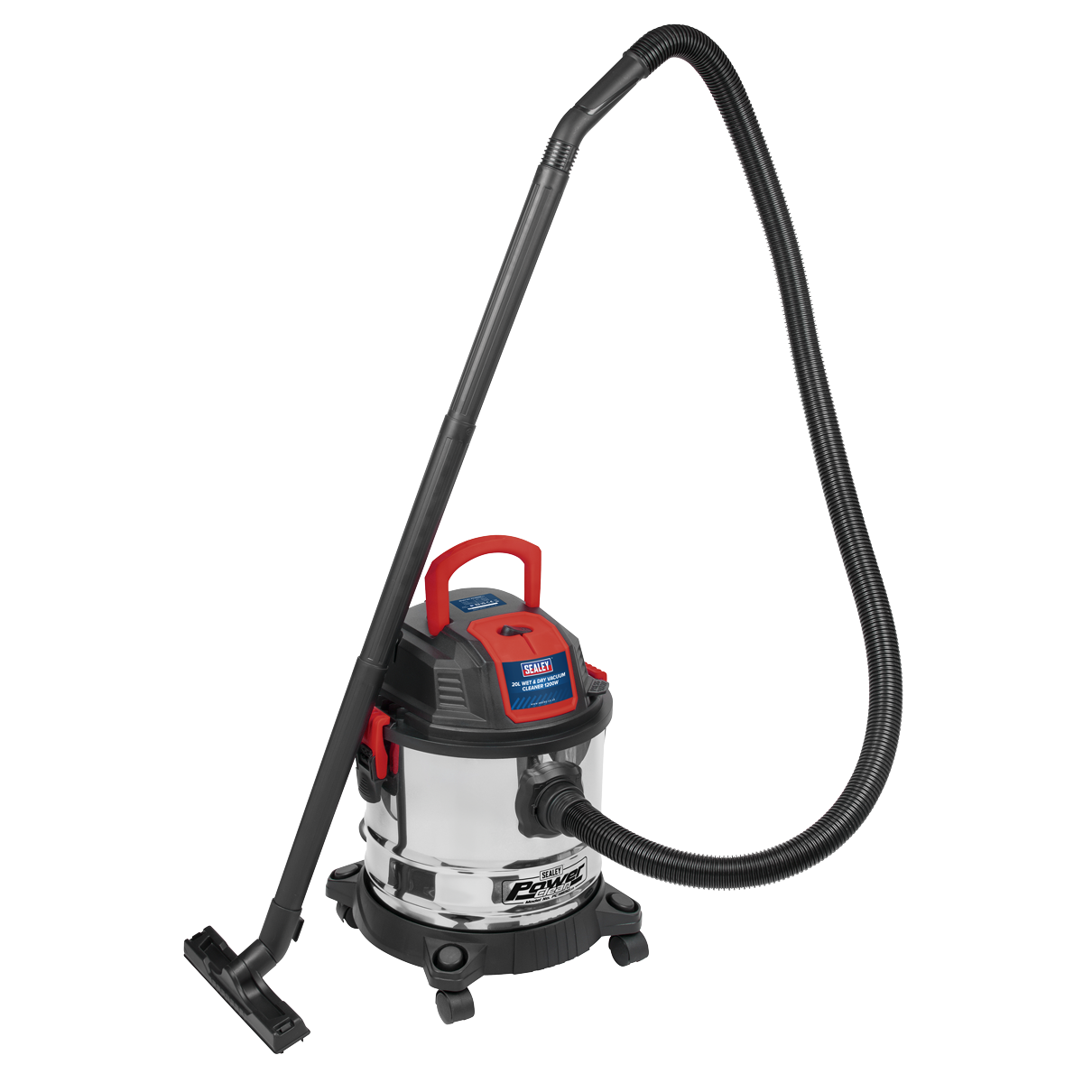 Sealey 20L Vacuum Cleaner Wet & Dry Stainless Steel Drum 1200W/230V PC195SD