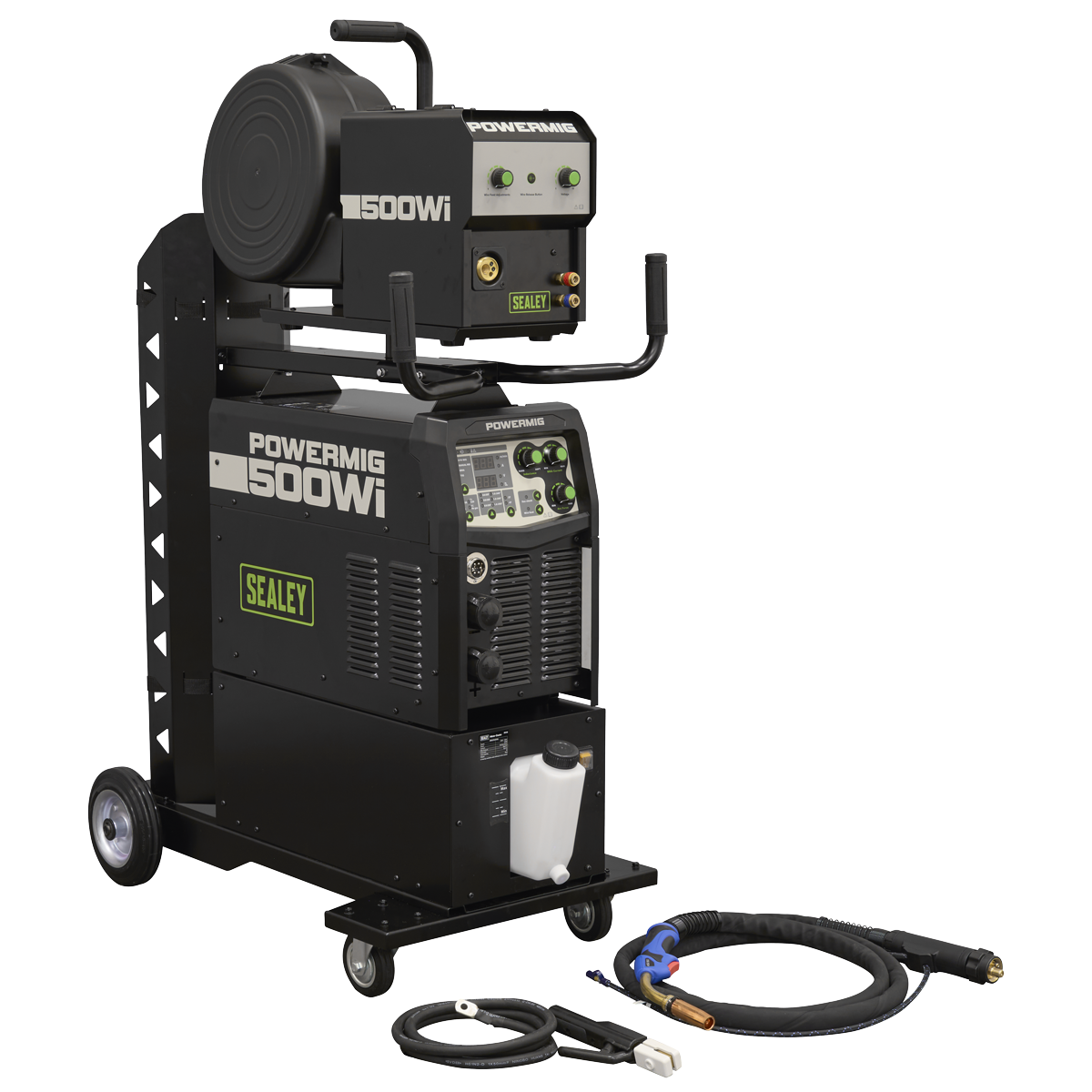 Sealey 500A Professional Gas/Gasless MIG/TIG/MMA Inverter Welder with Portable Wire Feeder & Water Cooler 400V 3ph POWERMIG500Wi