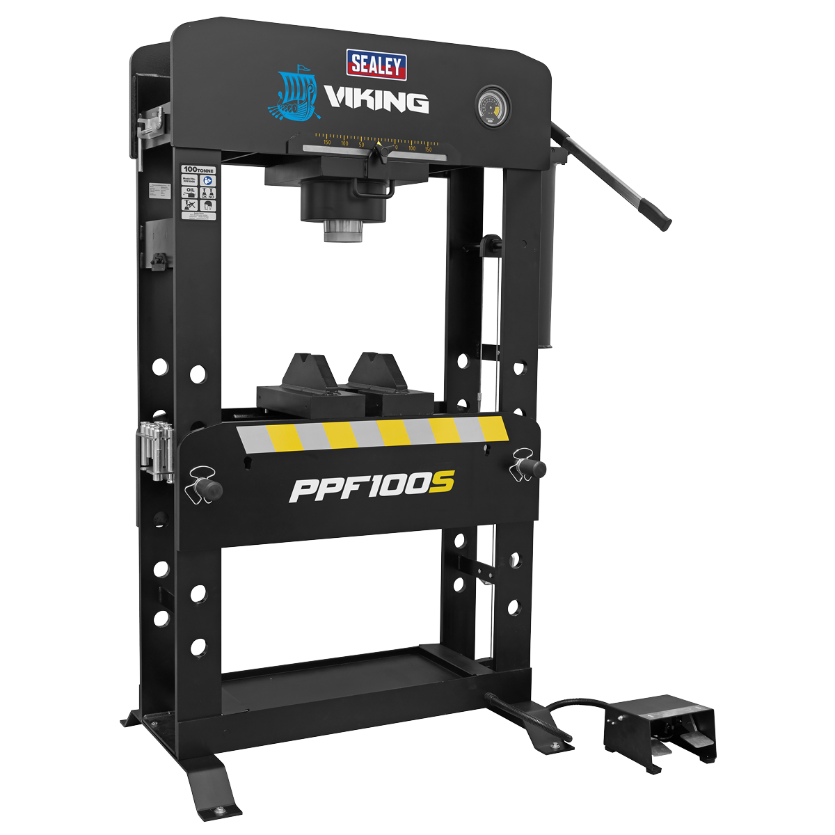 Sealey Viking Floor Type Air/Hydraulic Press with Sliding Ram & Foot Pedal 100 Tonne PPF100S