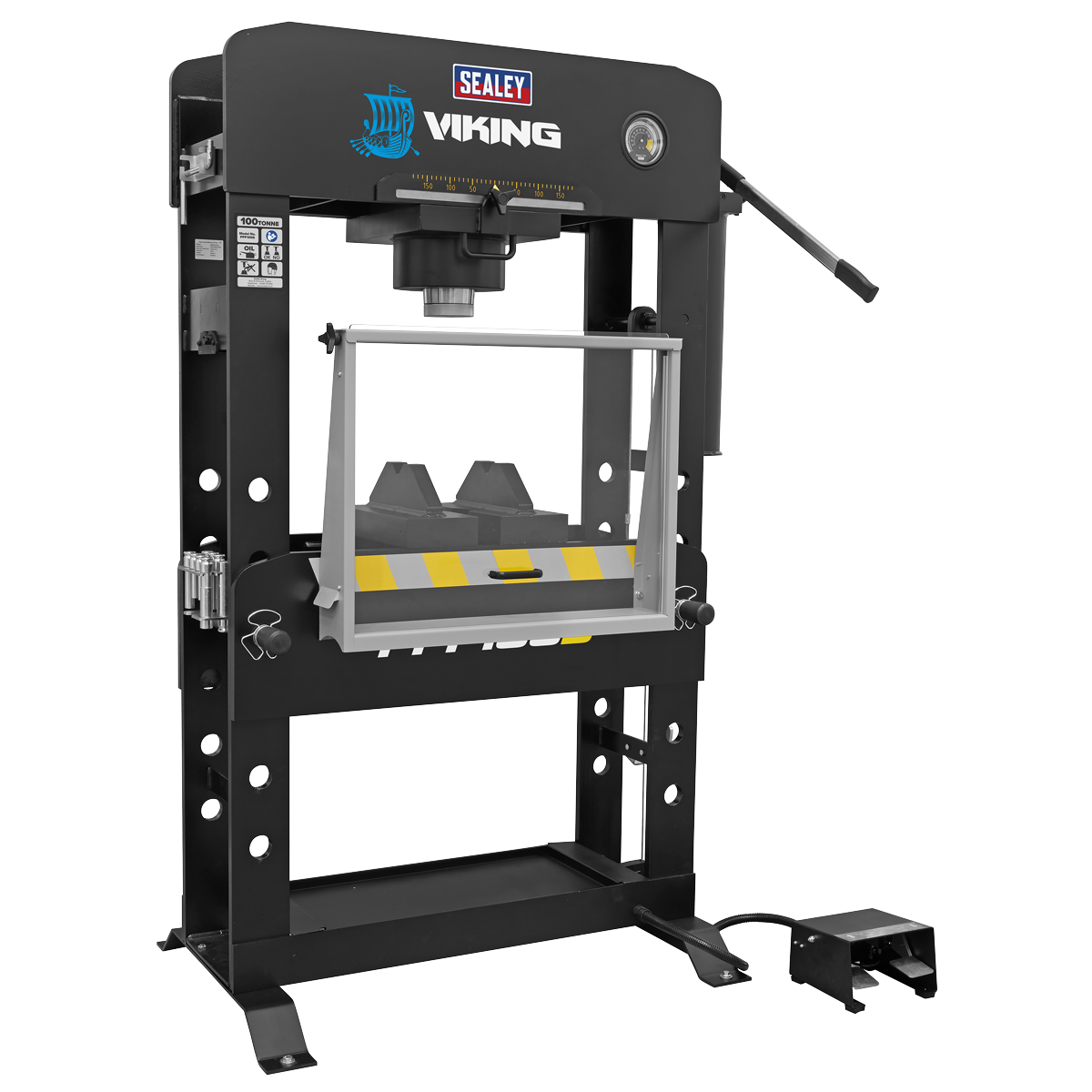 Sealey Viking Floor Type Air/Hydraulic Press with Sliding Ram & Foot Pedal 100 Tonne PPF100S