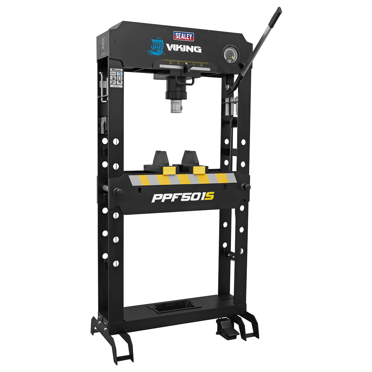 Sealey Viking Floor Type Air/Hydraulic Press with Sliding Ram and Foot Pedal 50 Tonne PPF501S