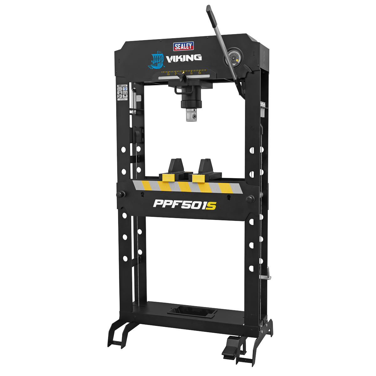 Sealey Viking Floor Type Air/Hydraulic Press with Sliding Ram and Foot Pedal 50 Tonne PPF501S