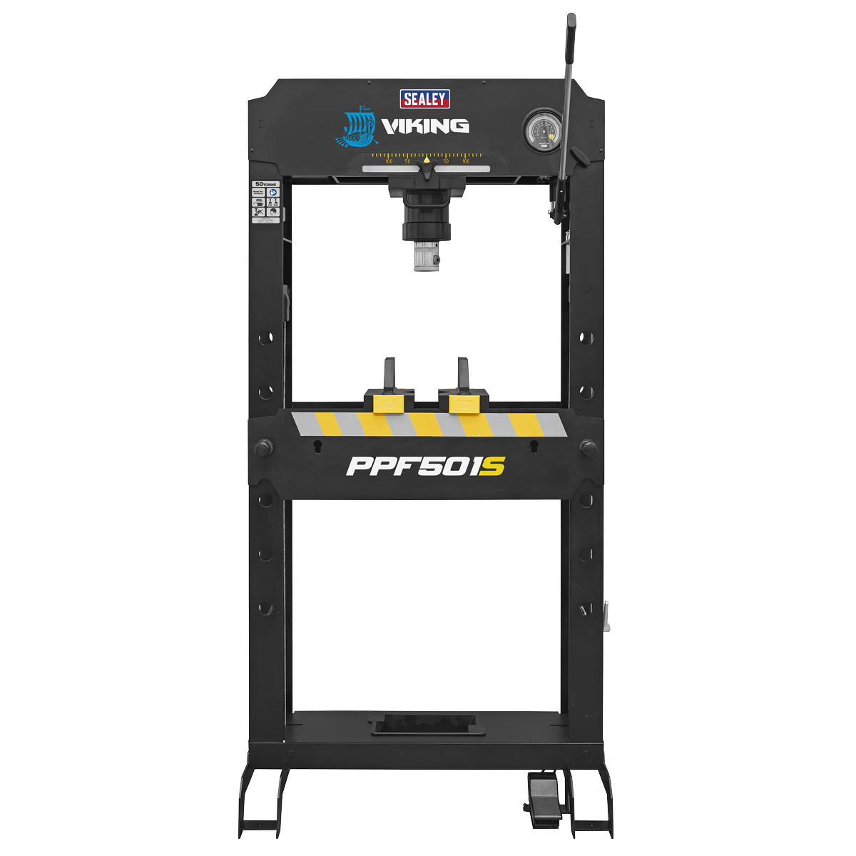 Sealey Viking Floor Type Air/Hydraulic Press with Sliding Ram and Foot Pedal 50 Tonne PPF501S