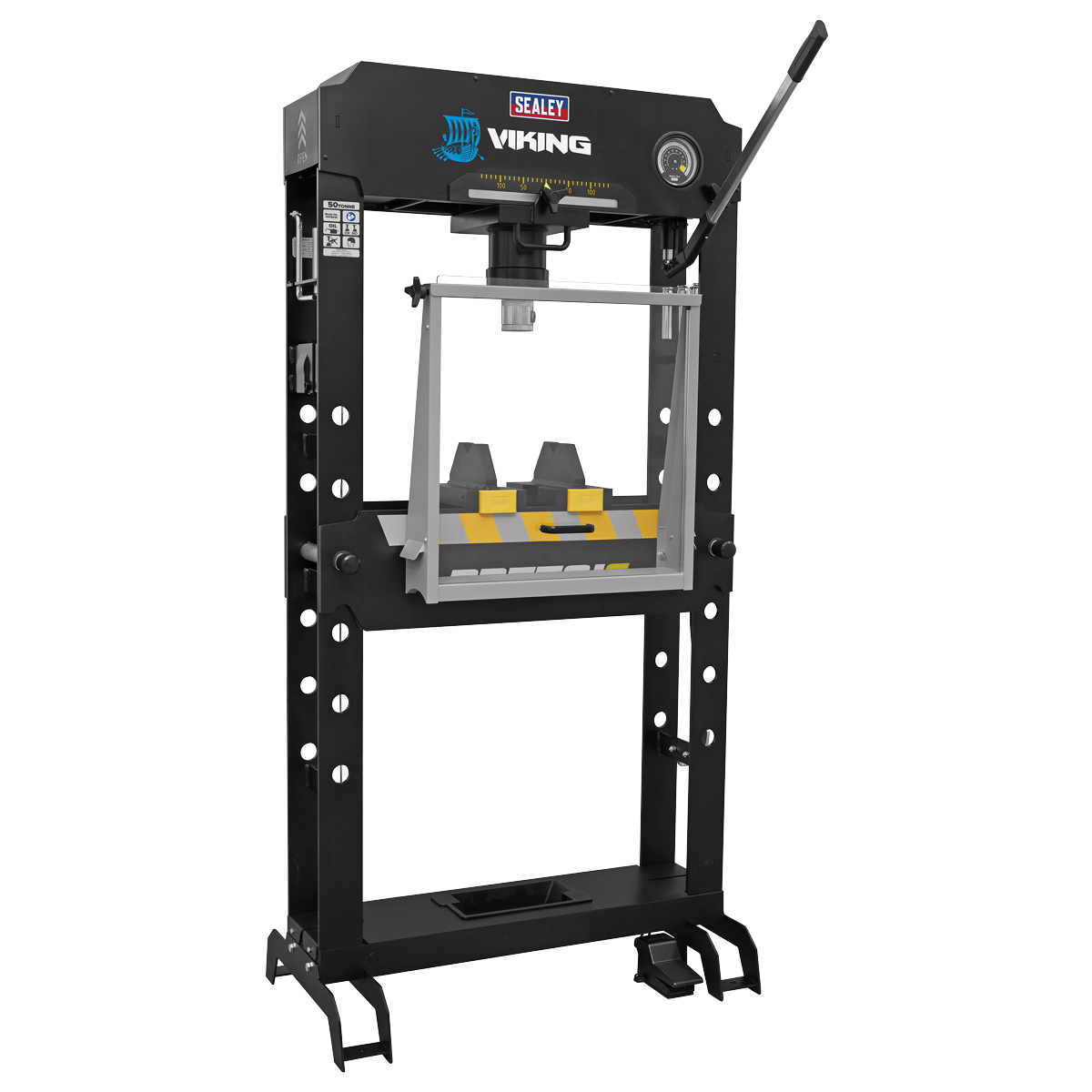 Sealey Viking Floor Type Air/Hydraulic Press with Sliding Ram and Foot Pedal 50 Tonne PPF501S