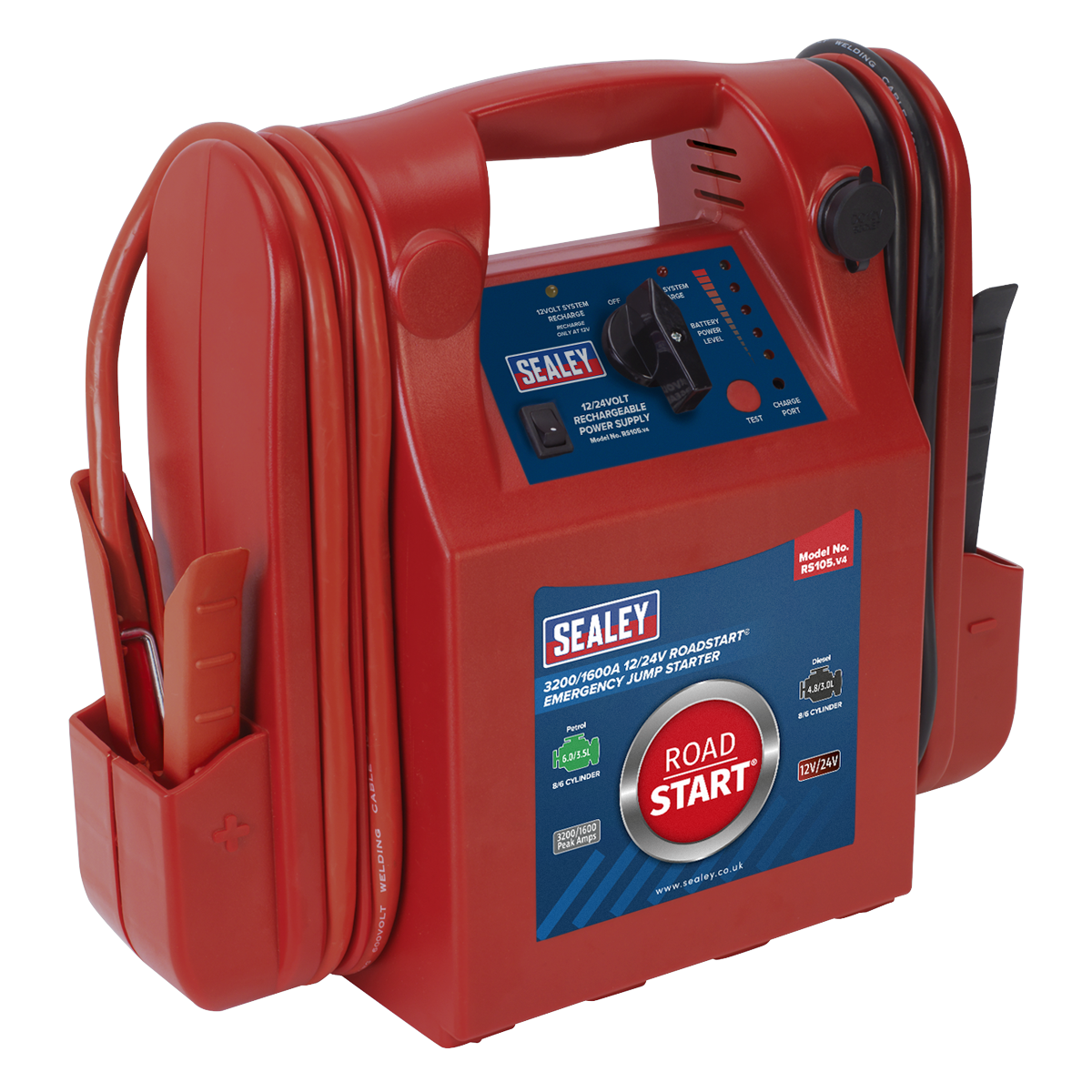 Sealey RoadStart® 12/24V Emergency Jump Starter 3200/1600 Peak Amps RS105
