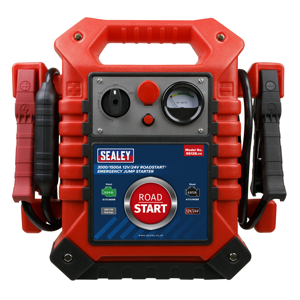 Sealey RoadStart® 12/24V Emergency Jump Starter 3000/1500 Peak Amps RS125