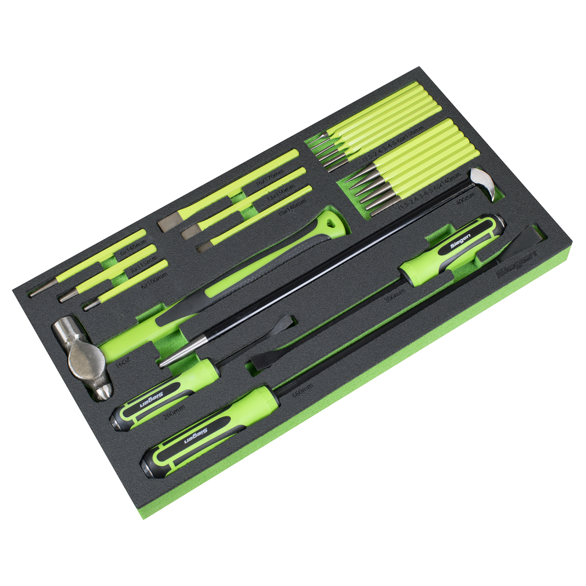 Sealey Siegen Pry Bar, Hammer & Punch Set with Tool Tray 23pc S01279