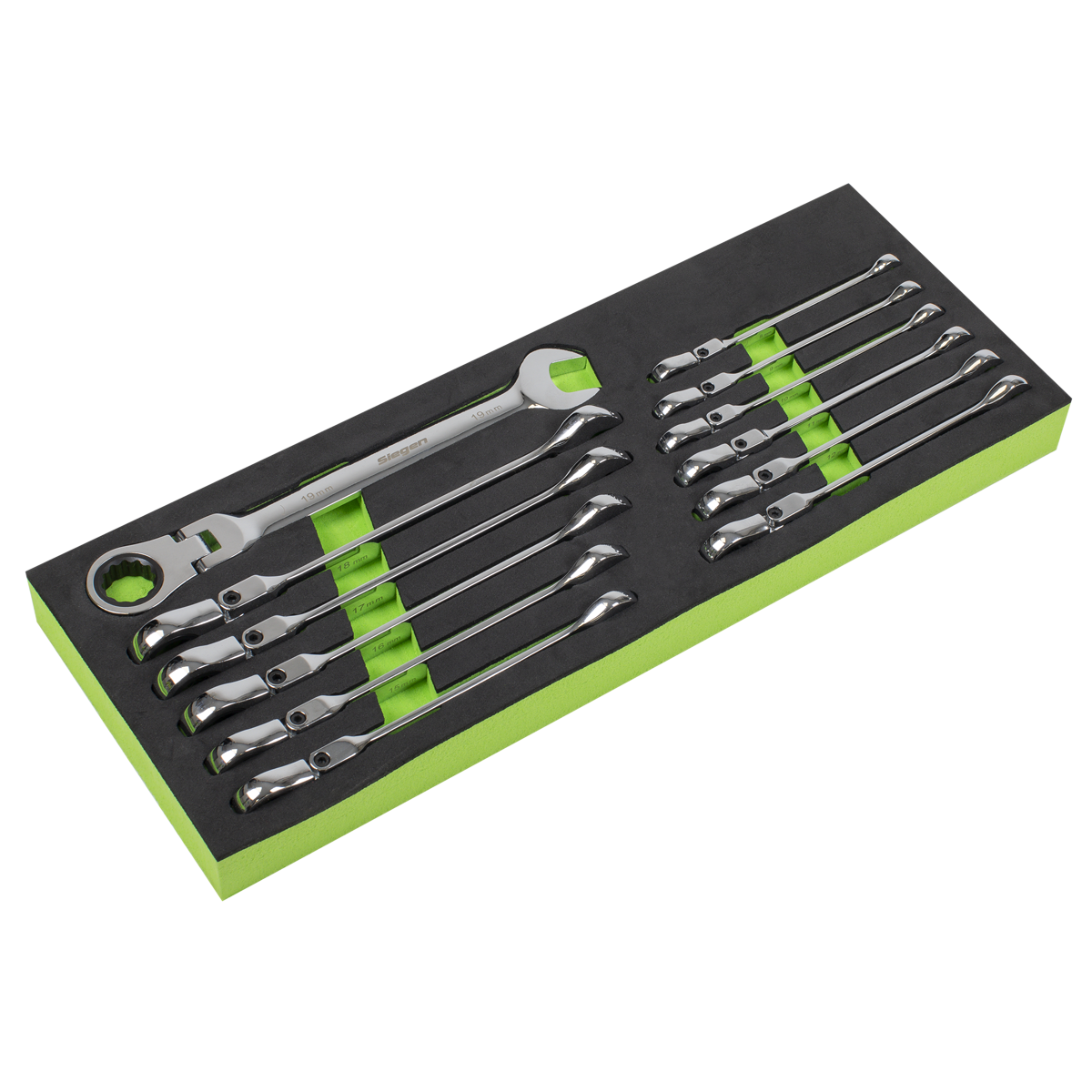 Sealey Siegen Flexi-Head Combination Ratchet Spanner Set 12pc S0635
