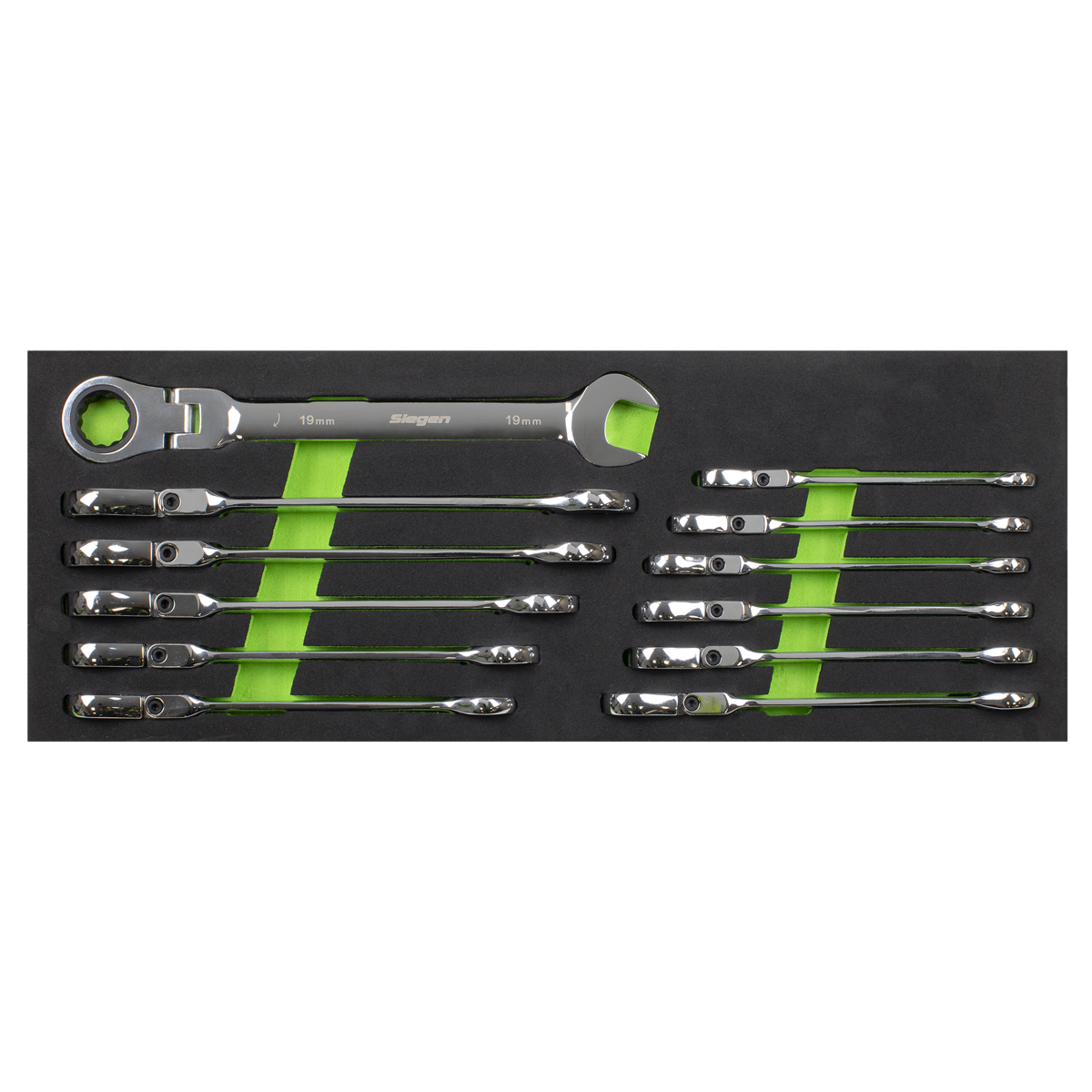 Sealey Siegen Flexi-Head Combination Ratchet Spanner Set 12pc S0635