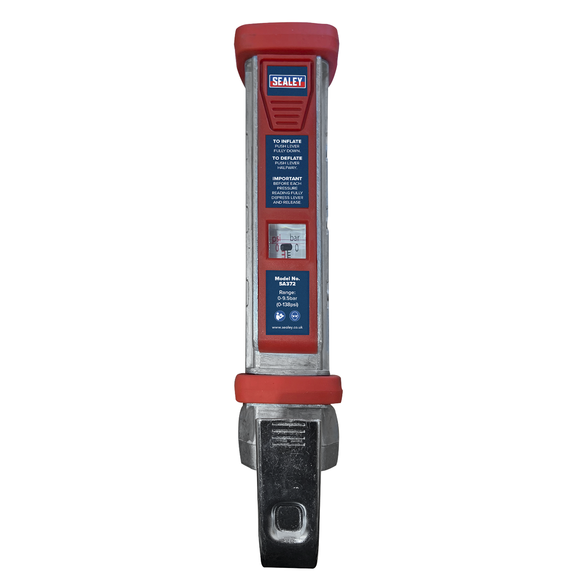 Sealey Tyre Inflator with 2.7m Hose & Clip-On Connector SA372