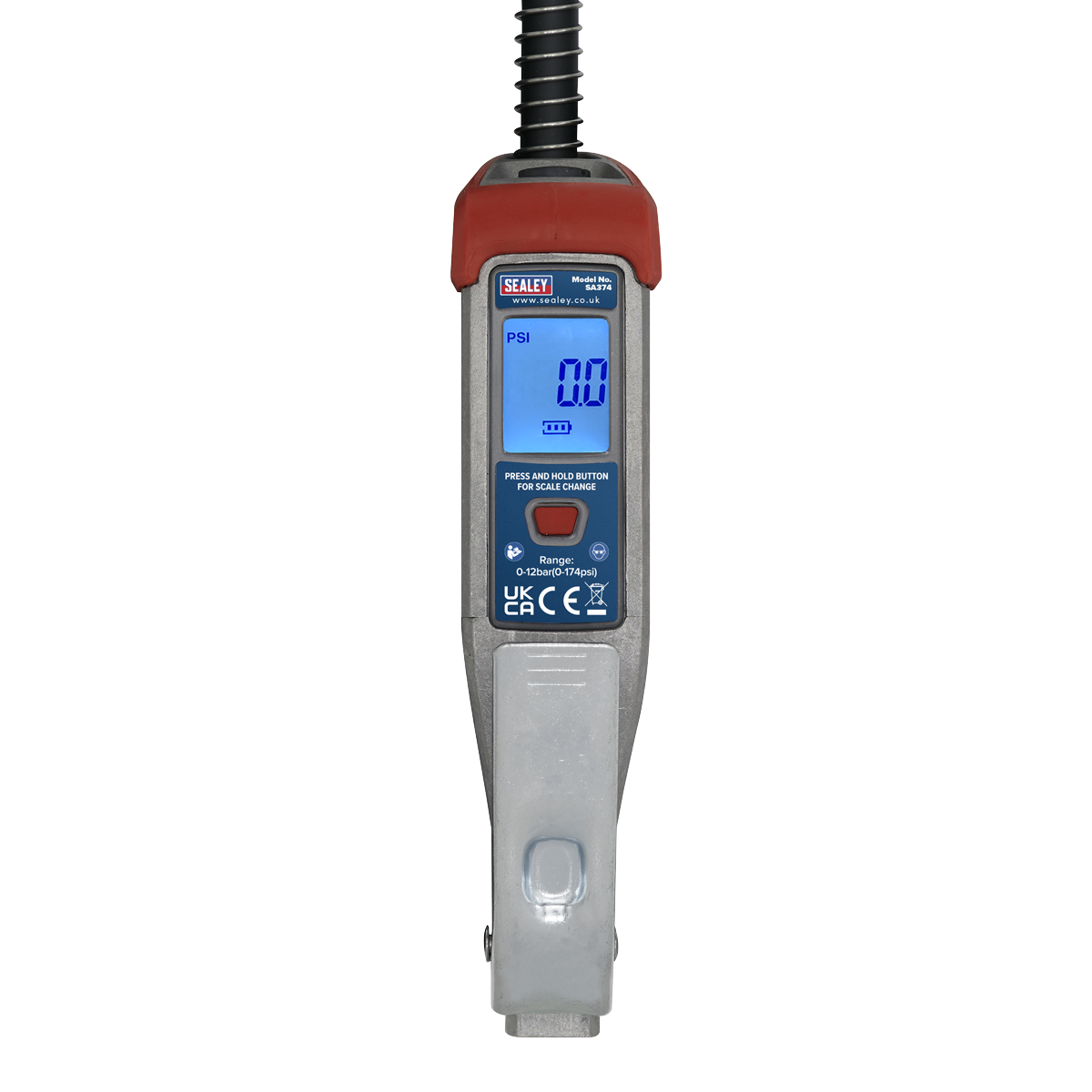 Sealey Digital Tyre Inflator with 0.5m Hose & Twin Push-On Connector SA374