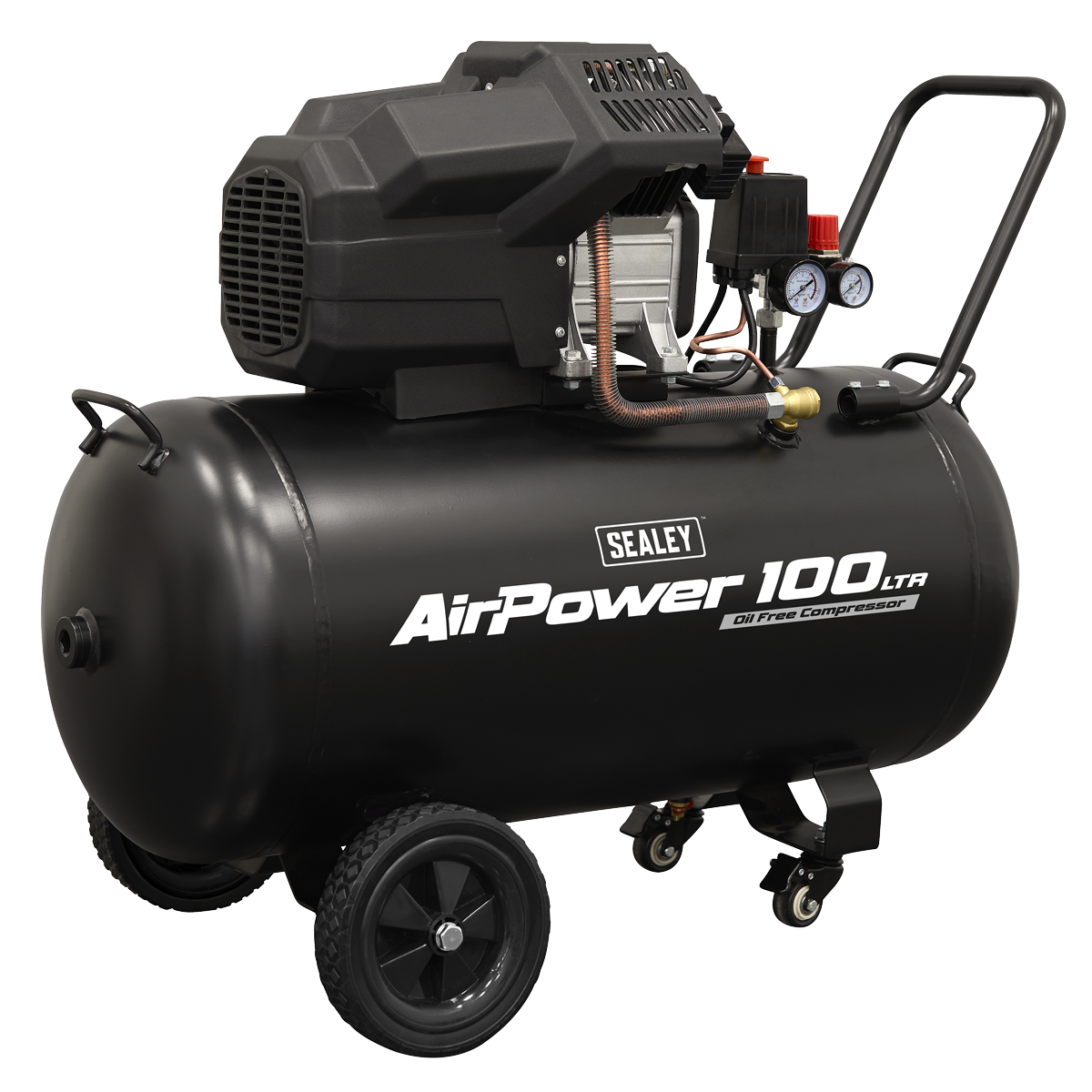 Sealey Air Compressor 100L V-Twin Oil Free Direct Drive 3hp SAC10002