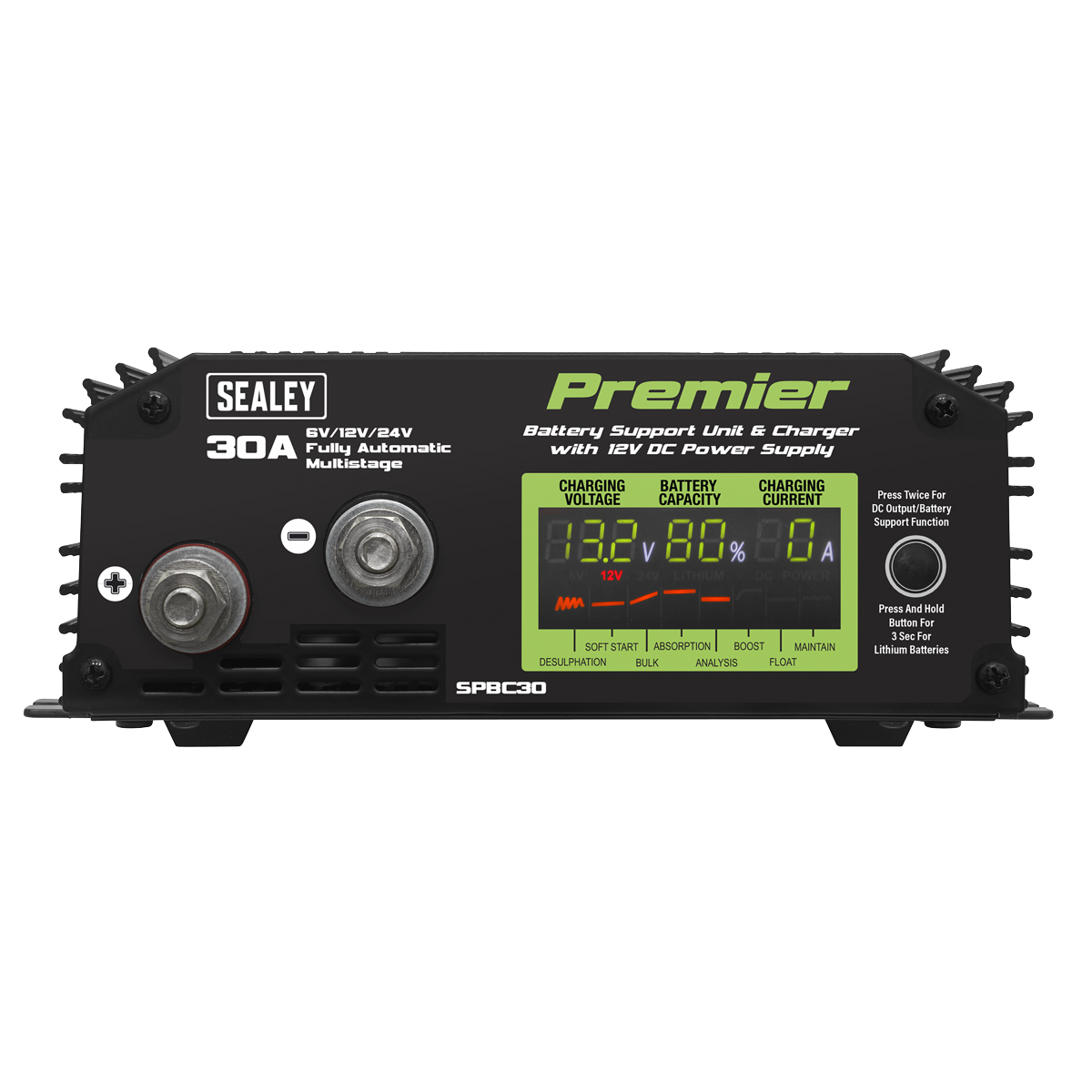 Sealey Premier Battery Support Unit Charger & Maintainer 30A SPBC30