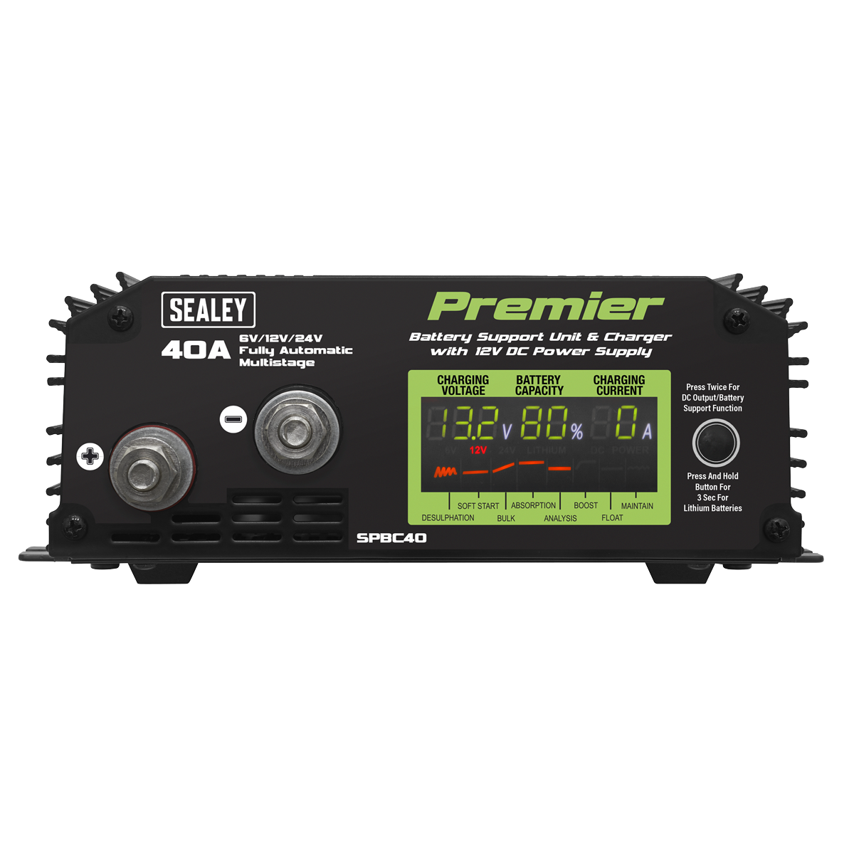 Sealey Premier Battery Support Unit Charger & Maintainer 40A SPBC40