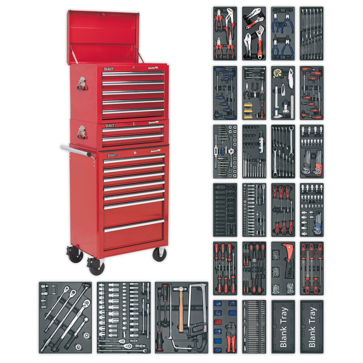 Sealey Superline PRO® Tool Chest Combination 14 Drawer with 1179pc Tool Kit - Red SPTCOMBO1