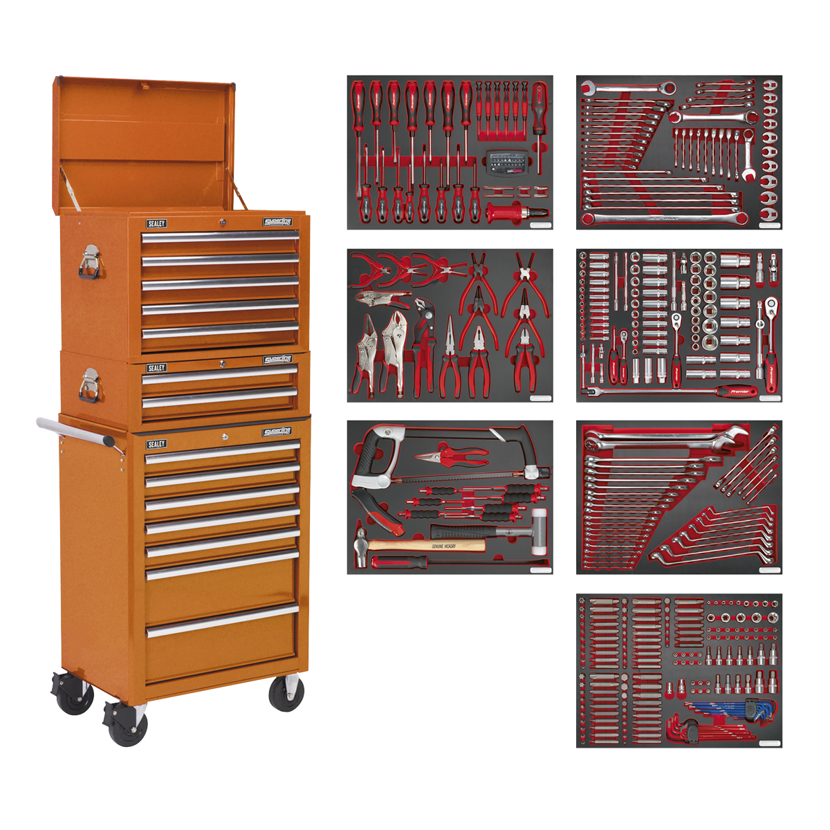 Sealey Superline PRO® Tool Chest Combination 14 Drawer with 446pc Tool Kit - Orange TBTPCOMBO4