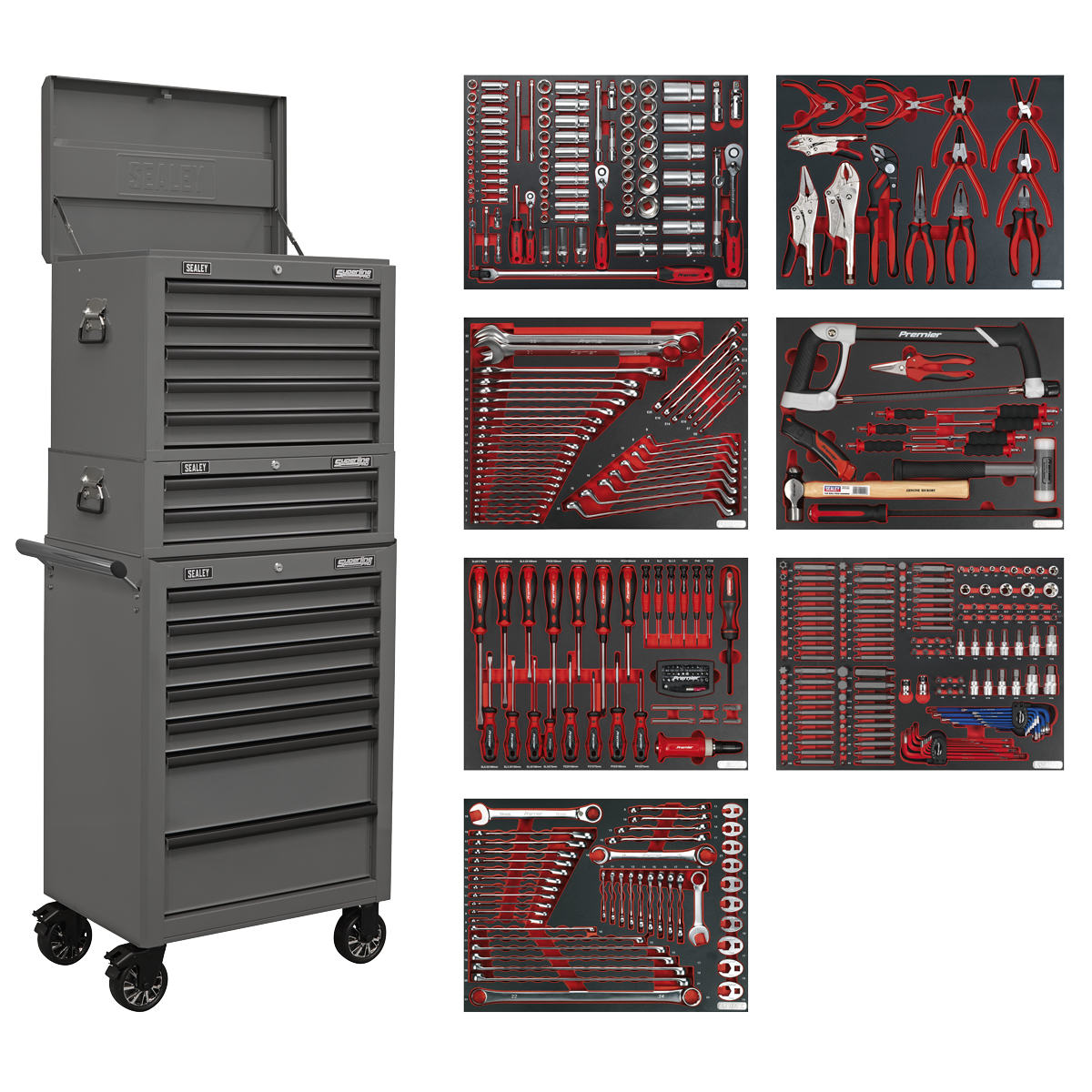 Sealey Superline PRO® Tool Chest Combination 14 Drawer with 446pc Tool Kit - Grey TBTPCOMBO6