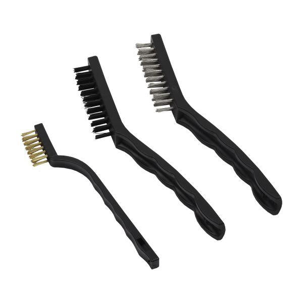 VEWERK 3pc Wire Brush Set Brass Nylon Stainless Steel Cleaning Set 2180
