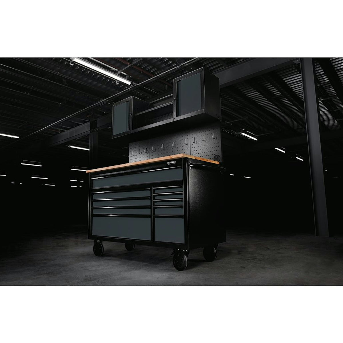 BUNKER 10 Drawer Roller Workstation with Workbench, 56", Grey 27267 - image 14