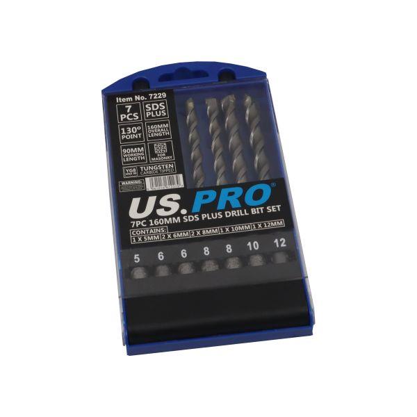 US PRO Tools 7PC 160MM SDS Plus Drill Bit Set 5 - 12MM 7229