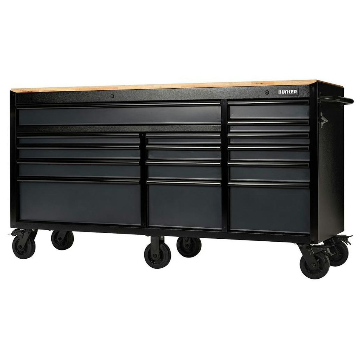 BUNKER 15 Drawer Workbench Roller Tool Cabinet, 72", Grey 27242 - image 1