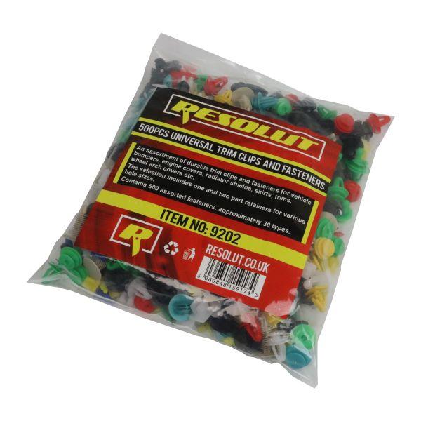 RESOLUT Universal Trim Clips & Fasteners 500pcs 9202