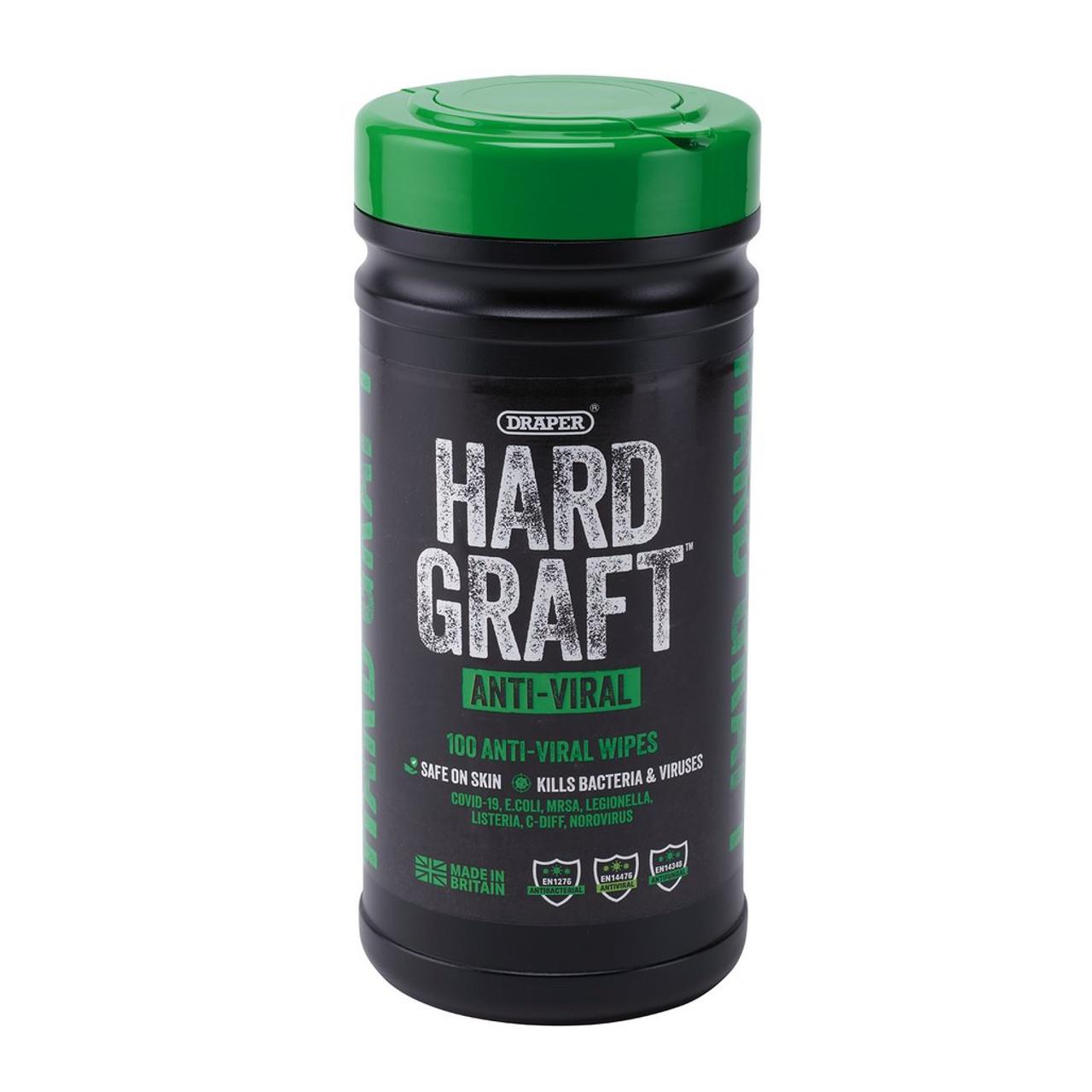 Draper Hard Graft Anti-Viral Wipes Tub of 100 12437