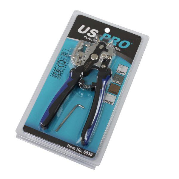 US PRO Tools Revolving Punch Pliers Card, Cloth, Leather, Paper etc 2-4.5mm 6839