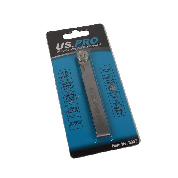 US PRO Tools 10 Blade Imperial Feeler Gauge Measuring Tool 0.0015-0.025" 5907