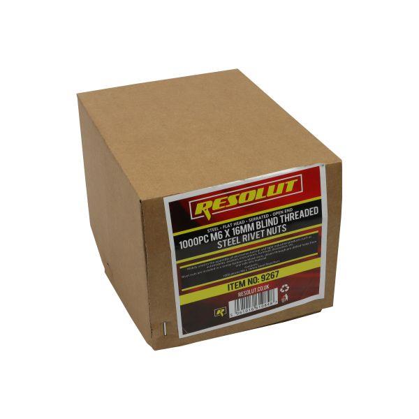 RESOLUT Box Of 1000 - M6 X 16MM Blind Threaded Steel Rivet Nuts 9267